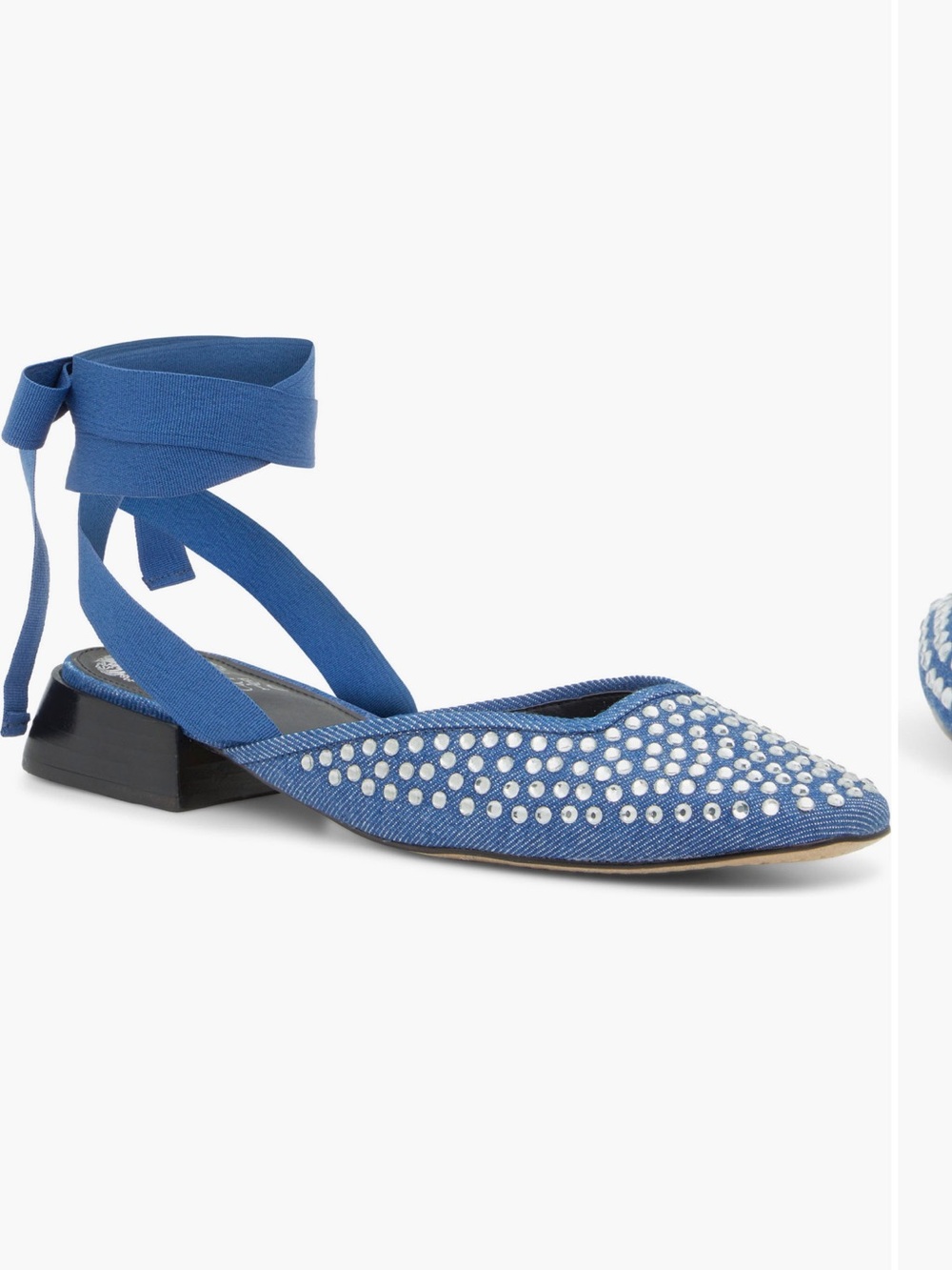 Vince Camuto Blue Studded Ankle-Tie Flat